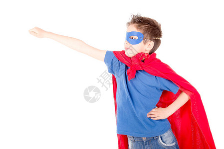 小男孩假装超级英雄图片
