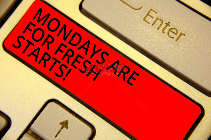 文字写作文本星期一是新的开始每周重新开始的商业概念早上好键盘红键意图创建计算机图片