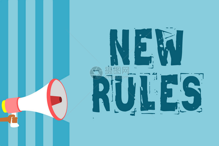 新规则的文本符号概念照片改变政策以更好升级Megaphone喇叭蓝条的重要信息大声疾呼的状态图片