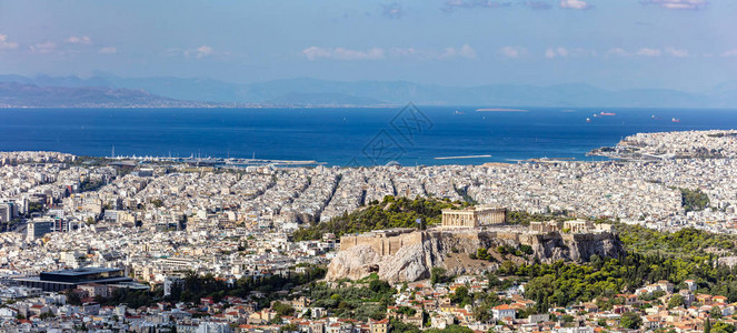 希腊雅典从Lycabettus山看雅典卫城图片