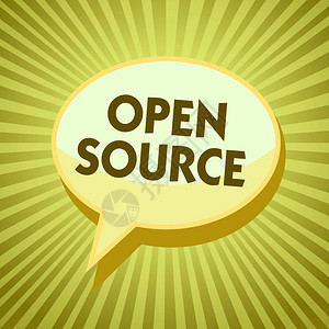 显示开源的概念手写商业照片展示了原始源代码提供的表示软件黄色语音气泡消息光线背景图片