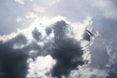 水背景中云的反射图片