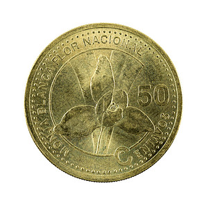 50危地马拉分硬币2001正面隔离背景图片