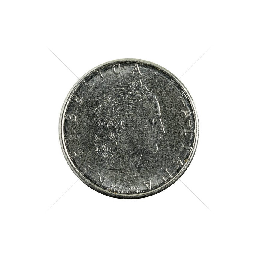 50意大利里拉硬币1994年在白色图片
