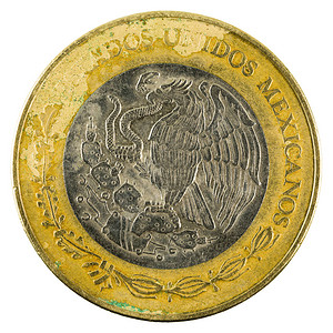 20墨西哥比索硬币2001年背景图片