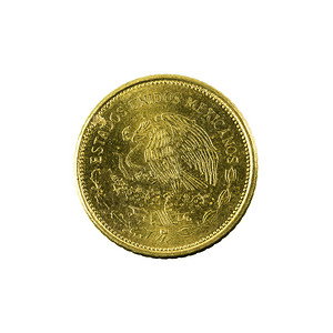 5个墨西哥比索硬币1985年在白背图片