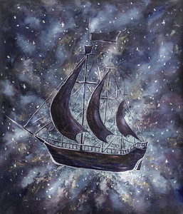 星雾宇宙中的旧海盗船彼得潘黑图片