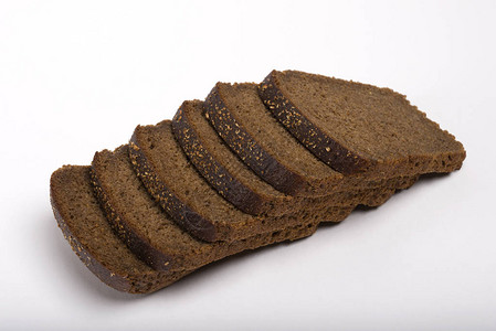 兄弟粮油集团黑面包顶部的面包类型在白色背景图片