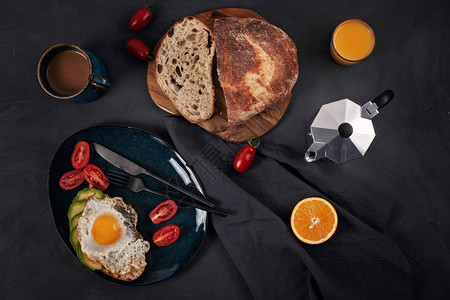 早餐咖啡面包煎蛋图片