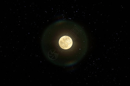 夜晚的满月有星和月亮的圆光图片
