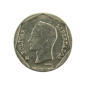 50委内瑞拉玻利瓦尔硬币2000反向隔离背景图片