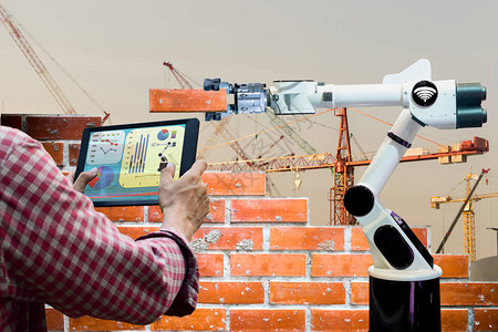 智能机器人工业40臂砖建筑人力建筑劳动力远程wifiWi图片