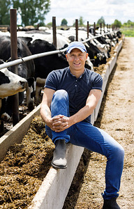 农夫在奶牛场工作图片