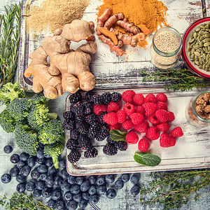 各种超级食品健康的饮食概念蔬图片