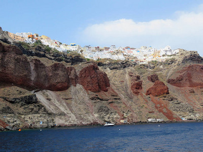 来自希腊的圣托里尼红海滩远景背景图片