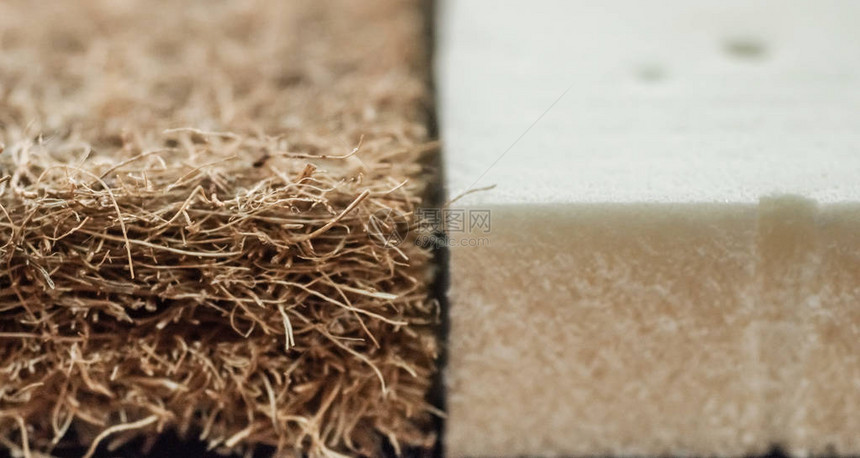 椰子纤维床垫椰子壳和自然对位乳胶橡用于生产床垫的磨碎的椰子壳椰壳在压榨椰图片