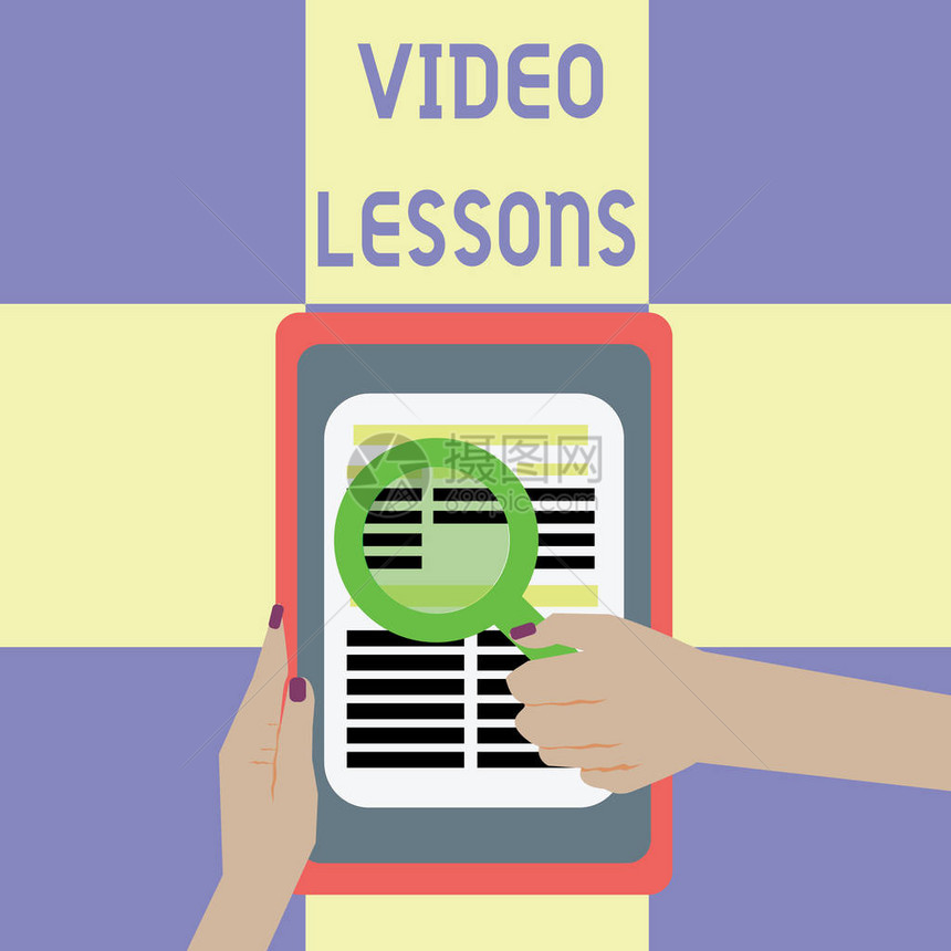 显示视频课程的概念手写展示主题查看和学习的在线教育材图片