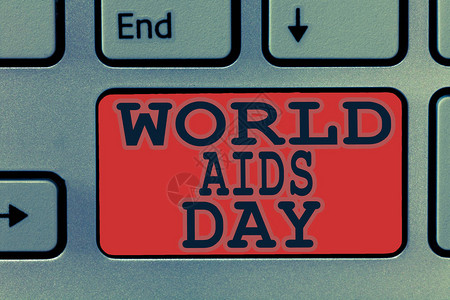 显示世界艾滋病日的书写笔记展示12月1日致力于提高对艾滋病的认图片