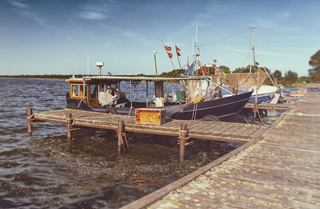Kamminke码头的渔船乌泽多姆德国图片