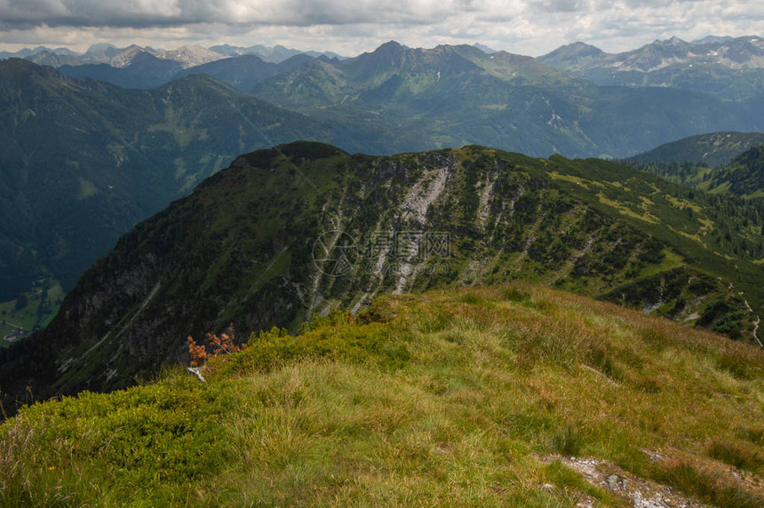 绿色山地景观从山顶上图片