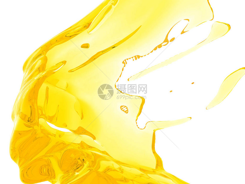 白色背景上孤立的黄色液体喷射图片