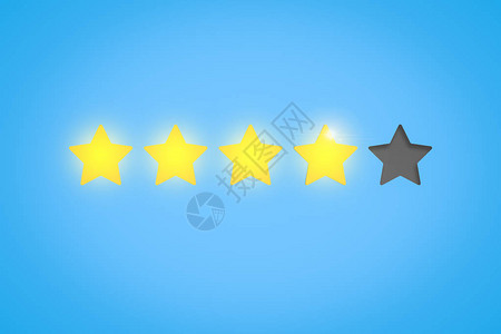 恒星显示在蓝背景下五颗恒星中的四颗被评分评估某图片