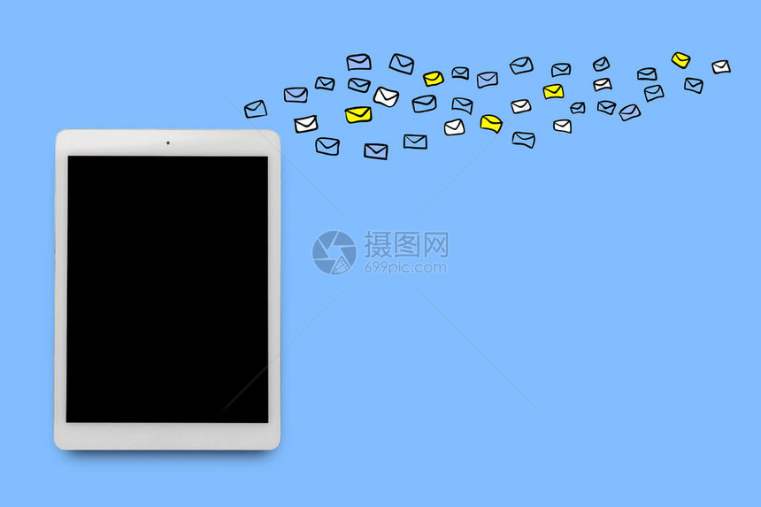 接收多条消息并通过移动应用程序进行通信的概念图片