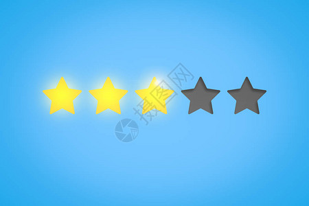 黄星显示三颗恒星在蓝色背景上的评分评估概图片