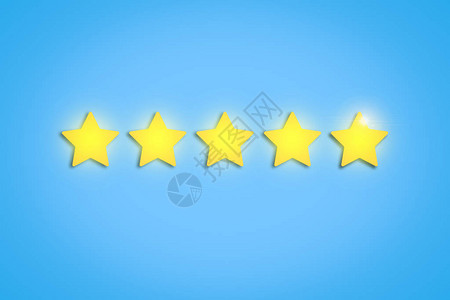 黄色星在蓝色背景上显示五颗星的评级背景图片