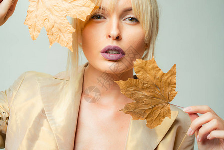 秋天的女人秋天的树和秋天的森林您的文本的地方数字广告11月背景你好九月模特脸秋叶访问我的页背景图片