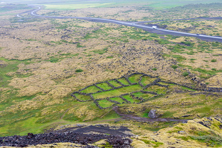 冰岛格拉布罗克火山熔岩峡谷高清图片