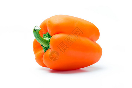 橙色胡椒铃或孤立在白色背景上的辣椒粉图片