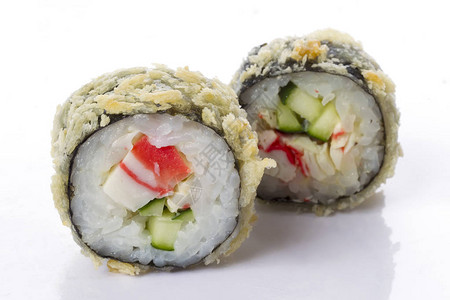 寿司卷日本食品隔离在白色背景日本餐厅菜单两个寿司图片