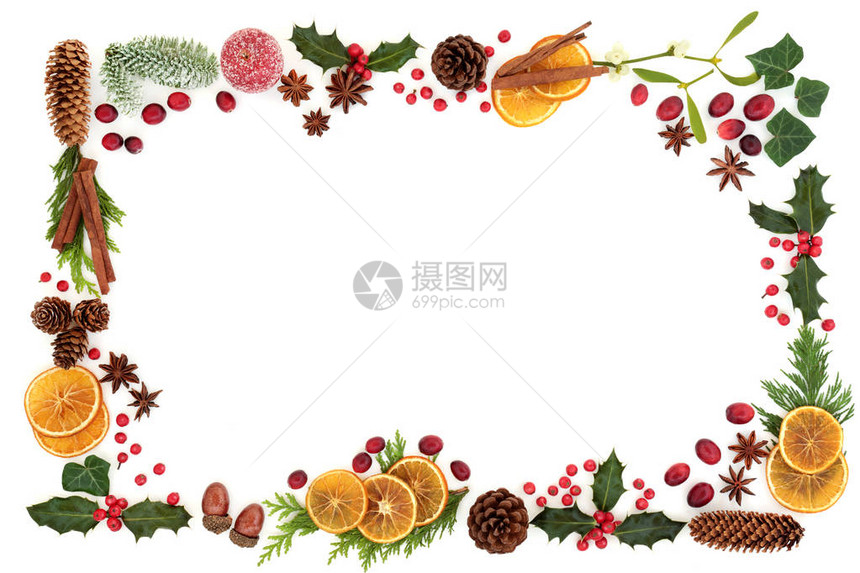 传统圣诞和冬天的植物和食物图片