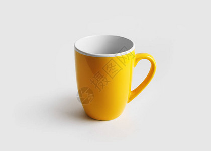 用于咖啡或茶的空白黄色杯子杯子模型图片