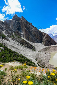 夏季莱拉峰和贡多戈罗冰川喀喇昆仑山的美丽景观背景图片