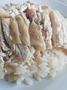 用鸡汤蒸的米饭海南鸡饭在泰国街头图片