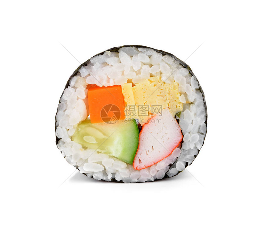 寿司卷上白色孤立图片