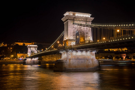 多瑙河链桥夜景布达佩斯图片