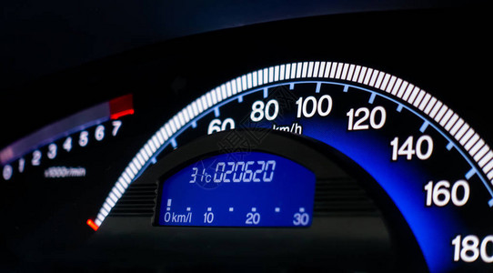 蓝色汽车速度仪表控制仪图片