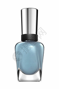 淡蓝色指甲油玻璃瓶修指甲和修脚隔离在白色背景装饰化妆品图片