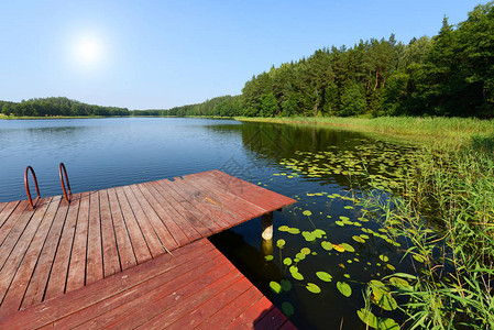 波兰马苏里亚区湖岸美丽的景色波图片