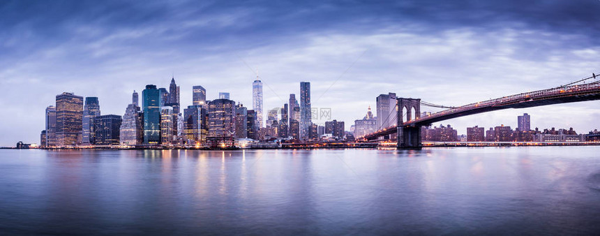 纽约市日落全景图片