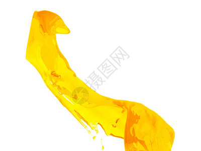 白色背景上孤立的黄色橙液体喷洒3图片