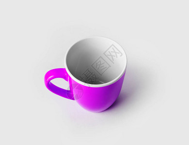 用于咖啡或茶的紫色陶瓷杯或马克杯图片