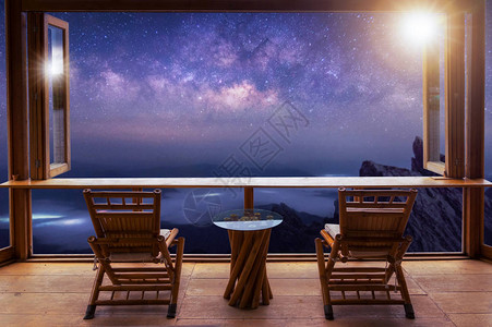 咖啡馆风华极佳的银河系景色美观图片