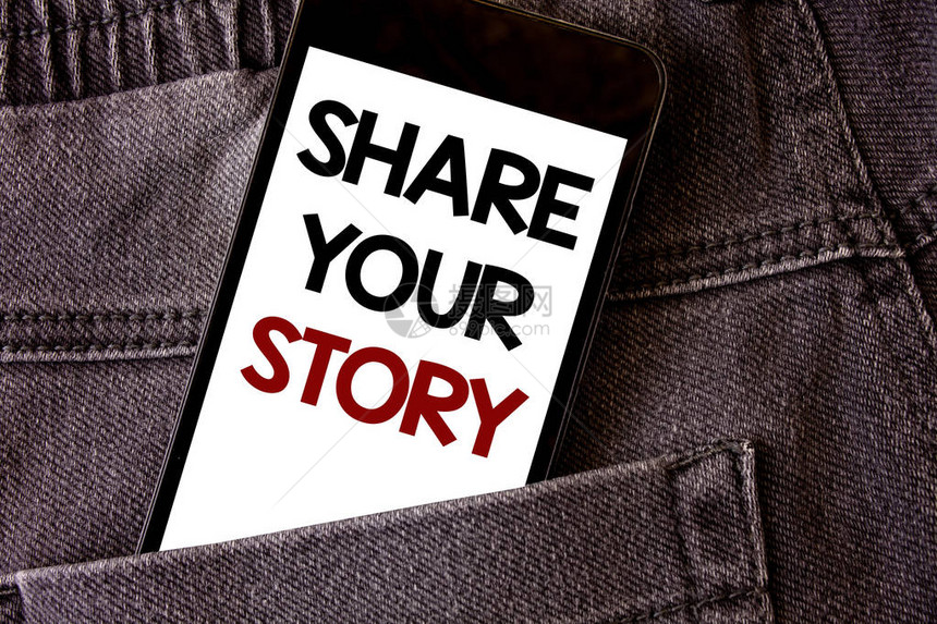 写笔记显示分享你的故事商务照片展示体验讲故事怀旧思想记忆个人文字书写黑色手机白色屏幕后口袋灰图片