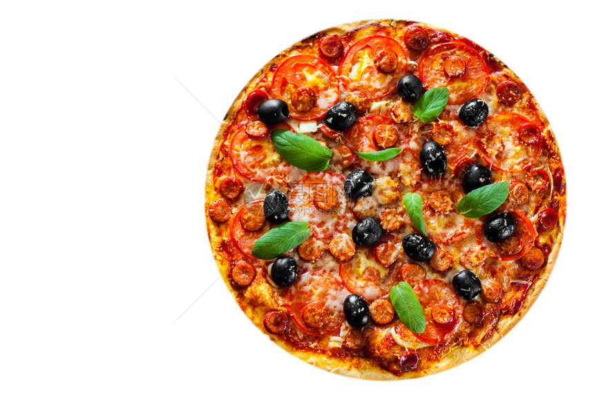 意大利披萨在白色背景上被孤立图片