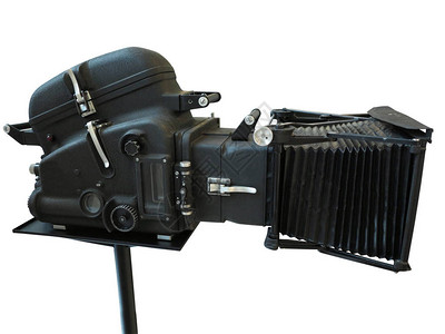 专业数字电影摄像机在白色背景下被隔离图片