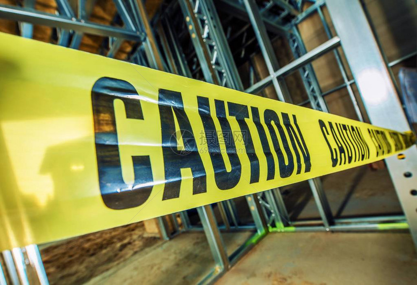 黄道警示磁带封闭建筑区工业区内危险图片
